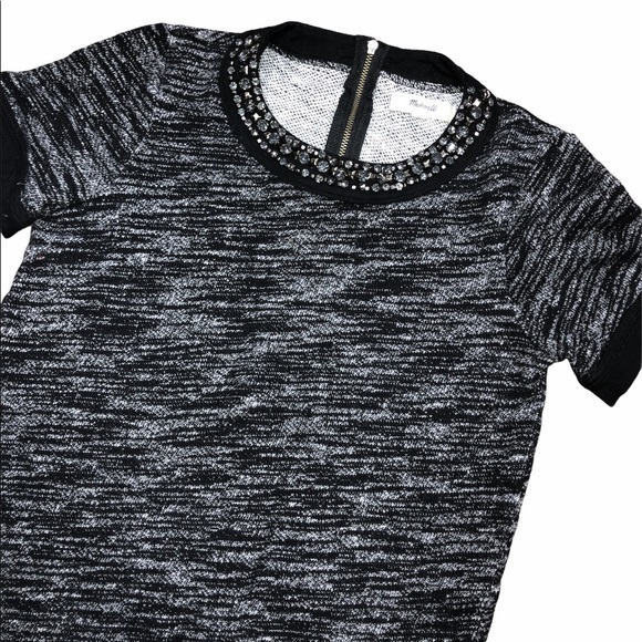 Madewell size xsmall black rhinestone dressy top - Picture 1 of 6